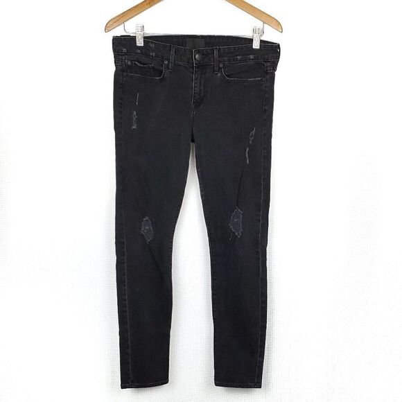 Vince Destructed Black Ankle Skinny Jeans - Picture 1 of 11